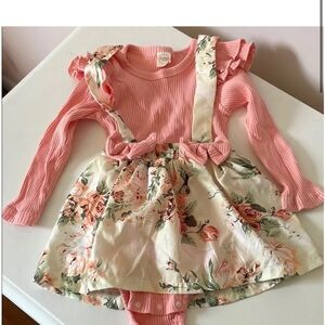 Floral Pink Baby Dress with Ruffled Sleeves
